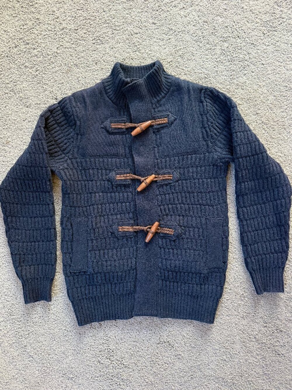 Men’s Telluride Clothing Company Navy Toggle Cardigan-Lambs Wool-Sz. Large -EUC